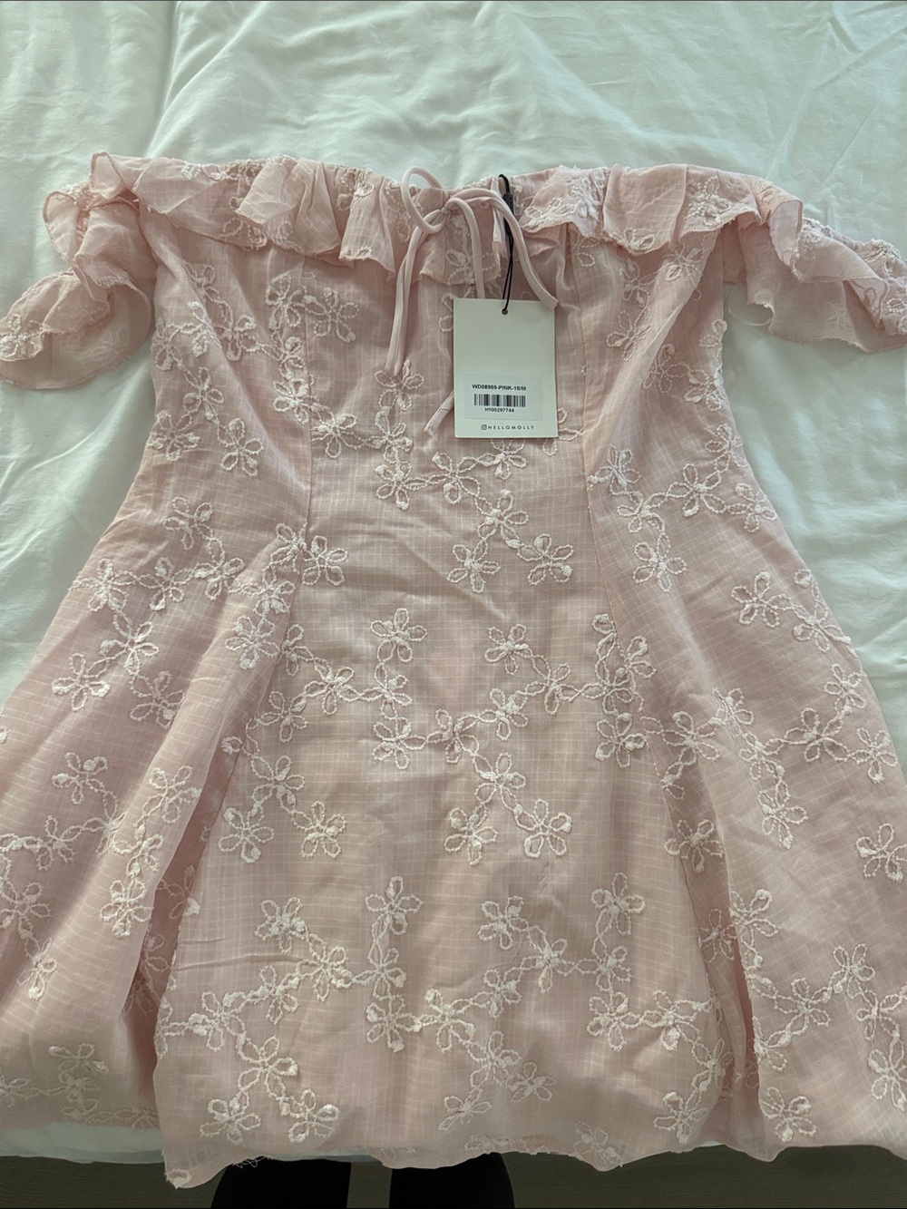 Hello Molly Pink Off-Shoulder Floral Mini Dress